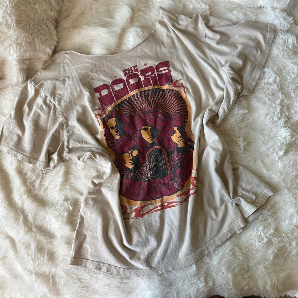 Unbranded Women's Cream and Tan Doors T-shirt